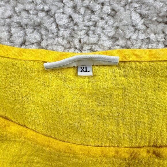 Bryn Walker Franci Cotton Gauze Asymmetrical Ruffle Top Yellow - Picture 5 of 9